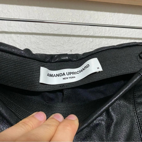 Amanda Uprichard Black Faux Leather Split Hem Pants - Picture 9 of 13